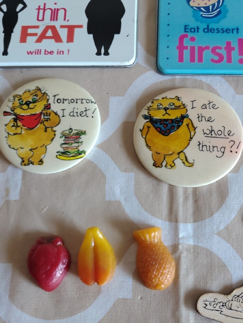 Vintage Cat Diet Humor Refrigerator Magnet Lot Booth Cartoon - Picture 3 of 8